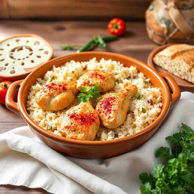 Albanian Baked Chicken & Rice Pilaf Easy Recipe